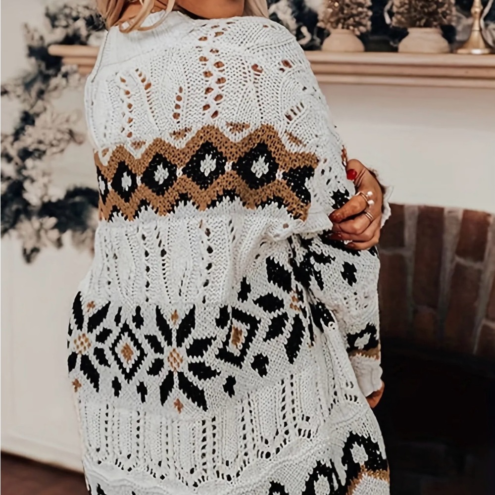 Nordic Snowflakes Open Knit Cardigan
Eclectic Grandpa Sweater - Picture 4 of 8